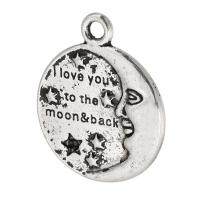 Tibetan Style Message Pendants, Flat Round, antique silver color plated, Unisex, silver color, nickel, lead & cadmium free, 22x27x2mm, Hole:Approx 2.5mm, Sold By KG