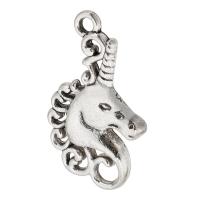 Tibetan Style Animal Pendants, Unicorn, antique silver color plated, Unisex, silver color, nickel, lead & cadmium free, 15.50x26x2mm, Hole:Approx 2mm, Sold By KG