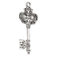 Tibetan Style Key Pendants, antique silver color plated, Unisex, silver color, nickel, lead & cadmium free, 20x51x2mm, Hole:Approx 2.5mm, Sold By KG