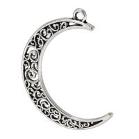 Tibetan Style Hollow Pendants, Moon, antique silver color plated, Unisex, silver color, nickel, lead & cadmium free, 33x40x3mm, Hole:Approx 2mm, Sold By KG