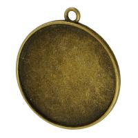 Tibetan Style Pendant Cabochon Setting, Flat Round, antique bronze color plated, DIY, nickel, lead & cadmium free, 37.50x42x2mm, Hole:Approx 2mm, Sold By KG