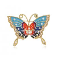 Enamel Brooch Zinc Alloy with Plastic Pearl Butterfly gold color plated multi-colored nickel lead & cadmium free Sold By PC