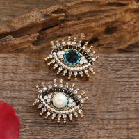 Tibetan Style Brooches, with Freshwater Pearl, Evil Eye, gold color plated, Unisex & with rhinestone, more colors for choice, nickel, lead & cadmium free, 20x25mm, Sold By PC