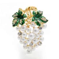 Plastic Pearl Brooch, Tibetan Style, with Plastic Pearl, Grape, gold color plated, different styles for choice & with rhinestone, nickel, lead & cadmium free, 43x34mm, Sold By PC