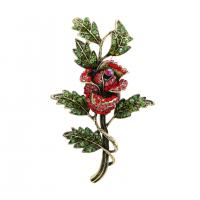 Rhinestone Brooch Zinc Alloy Rose antique bronze color plated vintage & with rhinestone nickel lead & cadmium free Sold By PC