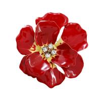 Enamel Brooch Zinc Alloy Tree Paeony gold color plated with rhinestone nickel lead & cadmium free Sold By PC