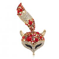 Rhinestone Brooch, Tibetan Style, Fox, gold color plated, Korean style & with rhinestone, more colors for choice, nickel, lead & cadmium free, 40x88mm, Sold By PC
