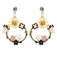Tibetan Style Drop Earrings, gold color plated, enamel & with rhinestone, more colors for choice, nickel, lead & cadmium free, 42x27mm, Sold By PC
