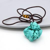 Fashion Turquoise Necklace, Natural Turquoise, with Polyester Cord, fashion jewelry, blue, 30-40mm, Length:15.75 Inch, Sold By PC