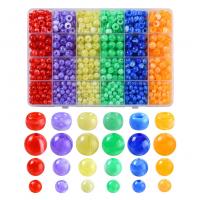 Acrylic Jewelry Beads, with Plastic Box, Round, DIY, mixed colors, 190x130x21mm, Approx 804PCs/Box, Sold By Box