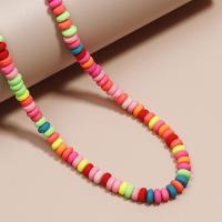 Polymer Ton Perlen , Abakus,Rechenbrett, DIY & glänzend, gemischte Farben, 6x3mm, ca. 110PCs/Strang, verkauft per ca. 12.99 ZollInch Strang