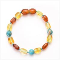Amber Bracelet, with turquoise, for baby, Length:Approx 5.9 Inch, Sold By PC