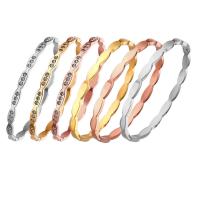 Titanium Steel Bangle Round Vacuum Plating fashion jewelry & for woman & with rhinestone 4mm Inner Approx 58mm Sold By PC