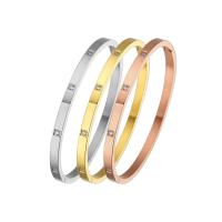 Titanium Steel Bangle, Round, Vacuum Plating, fashion jewelry & different size for choice & micro pave cubic zirconia & for woman, more colors for choice, Inner Diameter:Approx 58mm, Sold By PC
