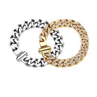 Titanium Steel Bracelet Round Vacuum Plating fashion jewelry & for man & with rhinestone Sold By PC