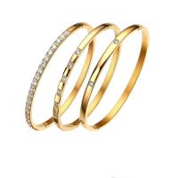 Titanium Steel Bangle, Donut, Vacuum Plating, fashion jewelry & different styles for choice & for woman & with rhinestone, more colors for choice, 4mm, Inner Diameter:Approx 58mm, Sold By PC
