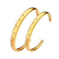Titanium Steel Cuff Bangle, Donut, Vacuum Plating, fashion jewelry & different styles for choice & with rhinestone, more colors for choice, Sold By PC