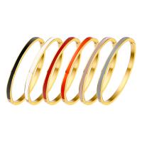 Acier titane bracelet ordinaire, beignet, bijoux de mode & normes différentes pour le choix & pour femme & autocollant époxyde, plus de couleurs à choisir, Diamètre intérieur:Environ 58mm, Vendu par PC