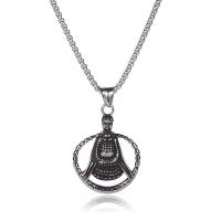 Edelstahl Schmuck Halskette, 304 Edelstahl, rund, plattiert, Modeschmuck & für den Menschen & hohl, silbergrau, 32x41mm, Länge:60 cm, verkauft von PC