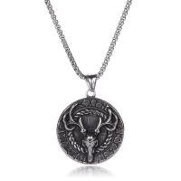 Stainless Steel Jewelry Necklace, 304 Stainless Steel, Round, plated, fashion jewelry & for man, silver-grey, 36x36mm, Length:60 cm, Sold By PC
