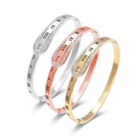 Acier titane bracelet ordinaire, beignet, Placage, bijoux de mode & pavé de micro zircon & pour femme, plus de couleurs à choisir, 10mm, Diamètre intérieur:Environ 46x56mm, Vendu par PC