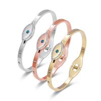 Titanium Steel Bangle, Evil Eye, plated, fashion jewelry & for woman & with rhinestone, more colors for choice, 10mm, Inner Diameter:Approx 46x48mm, Sold By PC