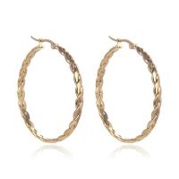 Titanium Steel Hoop Earring, Round, gold color plated, fashion jewelry & different size for choice & for woman, golden, Sold By Pair