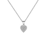 Cubic Zircon Micro Pave Brass Necklace, Heart, plated, micro pave cubic zirconia & for woman, more colors for choice, 10.30x11mm, Sold By PC