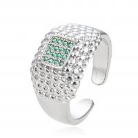 Cubic Zirconia Micro Pave Brass Ring plated Adjustable & Unisex & micro pave cubic zirconia Sold By PC