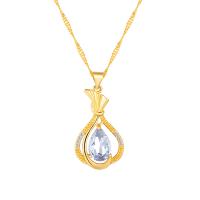 Cubic Zircon Micro Pave Brass Necklace, plated, micro pave cubic zirconia & for woman, more colors for choice, 17x26.30mm, Sold By PC