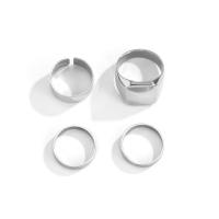 Juego de anillos de aleación de zinc, chapado en color de platina, 4 piezas & para hombre, libre de níquel, plomo & cadmio, 17mm, 20mm, tamaño:6.5-10.5, Vendido por Set