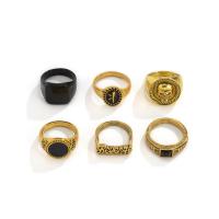 Tibetan Style Ring Set, plated, 6 pieces & for man, more colors for choice, nickel, lead & cadmium free, 19mm, 20mm, US Ring Size:9-10.5, Sold By Set