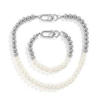 Acrylic Jewelry Set bracelet & necklace Plastic Pearl with Zinc Alloy & Acrylic plated 2 pieces & Unisex & ball chain Length Approx 6.3 Inch Approx 13.8 Inch Sold By Set