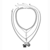 Multi Layer Necklace Zinc Alloy with Iron with 2.7inch extender chain silver color plated multilayer & for man & enamel Length Approx 15.7 Inch Approx 17.7 Inch Sold By PC