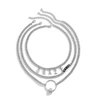 Multi Layer Necklace Zinc Alloy with Iron & Acrylic with 2.7inch extender chain Alphabet Letter silver color plated multilayer & for man Length Approx 17.7 Inch Approx 20 Inch Sold By PC