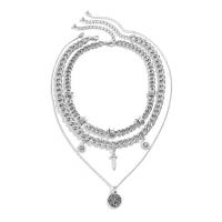 Multi Layer Necklace Zinc Alloy with Iron with 2.7inch extender chain antique silver color plated multilayer & for man Length Approx 15.7 Inch Approx 21.6 Inch Sold By PC