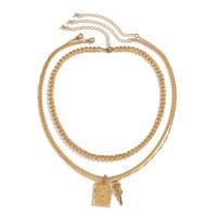 Multi Layer Necklace Zinc Alloy with iron chain with 2.7inch extender chain plated multilayer & for man Length Approx 15.7 Inch Approx 17.7 Inch Sold By PC