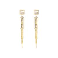 Cubic Zirconia Micro Pave Brass Earring, 14K gold plated, micro pave cubic zirconia & for woman, 9x80mm, Sold By PC