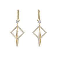 Cubic Zirconia Micro Pave Brass Earring, 14K gold plated, micro pave cubic zirconia & for woman & hollow, 18x45mm, Sold By Pair