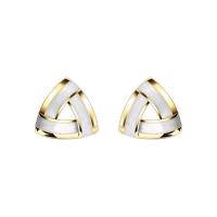 Brass Stud Earring, Triangle, 14K gold plated, for woman & enamel & hollow, 22x22mm, Sold By PC