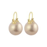 Brass Leverback Earring with Plastic Pearl 14K gold plated for woman 23mm Sold By PC