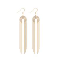 Fashion Fringe Earrings, Brass, 14K gold plated, micro pave cubic zirconia & for woman, 80mm, Sold By Pair