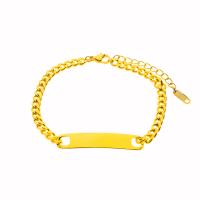 304 Stainless Steel Bracelet with 1.57inch extender chain Vacuum Ion Plating Each custom text must be less than 10 letters & fashion jewelry & Unisex Length Approx 5.91 Inch Sold By PC
