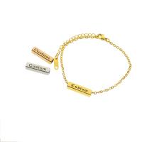 304 Stainless Steel Bracelet, with 1.97inch extender chain, Vacuum Ion Plating, Each custom text must be less than 10 letters & fashion jewelry & Unisex, more colors for choice, Length:Approx 6.69 Inch, Sold By PC