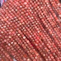 Rhodonite Bead, Square, poleret, Star Cut Faceted & du kan DIY, rød, 4-4.5mm, Solgt Per Ca. 38 cm Strand