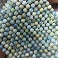 Koraliki z kameniem szlachetnym, Akwamaryna, obyty, DIY, niebieski, 8mm, sprzedawane na około 38 cm Strand