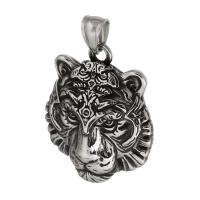 Stainless Steel Animal Pendants, 316 Stainless Steel, Tiger, fashion jewelry & DIY & blacken, black, 32x39x10mm, Hole:Approx 5mm, Sold By PC