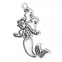 Tibetan Style Animal Pendants, Mermaid, antique silver color plated, Unisex, silver color, nickel, lead & cadmium free, 23x33x1.50mm, Hole:Approx 2mm, Sold By KG