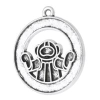 Tibetan Style Pendants, Flat Round, antique silver color plated, Unisex & hollow, silver color, nickel, lead & cadmium free, 19x22x2mm, Hole:Approx 1mm, Sold By KG