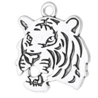 Tibetan Style Animal Pendants, Tiger, antique silver color plated, Unisex, silver color, nickel, lead & cadmium free, 24x26x2mm, Hole:Approx 2.5mm, Sold By KG